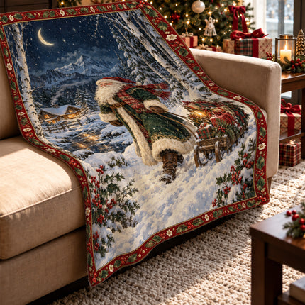 Santa Claus Fleece Blanket Winter Christmas Decor