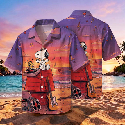 Tropical Sunset Music Beach Summer Hawaiian Shirt