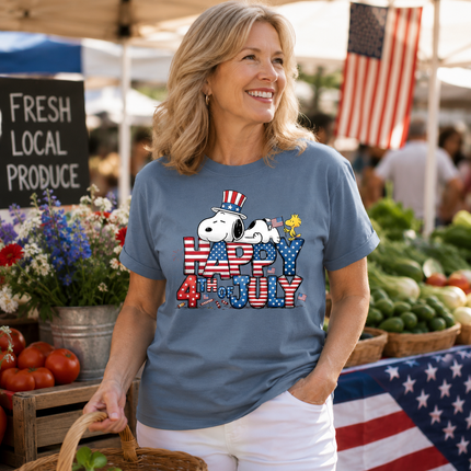Comfort Colors Happy 4th Of July Sleepy Patriotic Dog T-Shirt