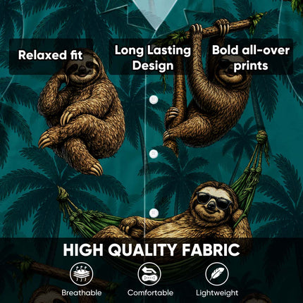 Tropical Sloth Palm Tree Vacation Summer Hawaiian Shirt