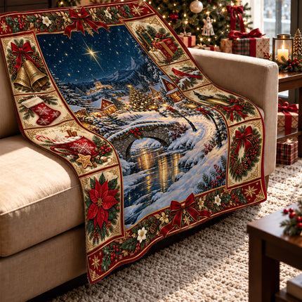Christmas Village Fleece Blanket Winter Holiday Decor