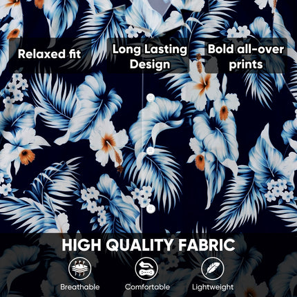 Beach Summer Navy Hibiscus Tropical Floral Hawaiian Shirt
