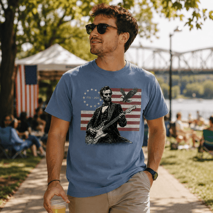 Comfort Colors 250th Anniversary USA Abraham Lincoln Guitar Flag T-Shirt
