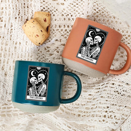 The Lovers Tarot Halloween Pottery Mug Skeleton Couple Gift