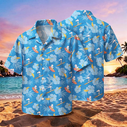Beach Summer Surf Tropical Floral Blue Hawaiian Shirt