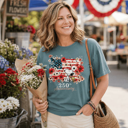 3_59147271-edd3-4fe4-a14e-0d5d1701d400 - AuraNations - Comfort Colors 250th Anniversary USA Floral Flag Sitting Dog T-Shirt - Ivory / S - 250TH ANNIVERSARY, ALL, COMFORT COLORS, NO CUSTOM, PRODUCTS, SNPY, TSHIRT
