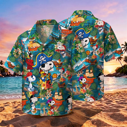 Pirate Tropical Beach Floral Summer Vacation Hawaiian Shirt