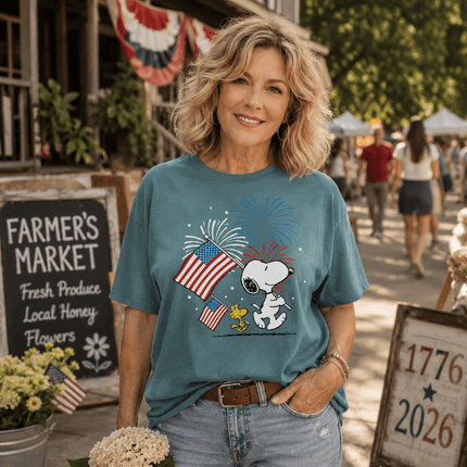 3_631924da-8485-4d34-96ff-75febd351a33 - AuraNations - Comfort Colors Fireworks Patriotic Marching Flag Dog T-Shirt - Blue Jean / S - 250TH ANNIVERSARY, ALL, COMFORT COLORS, NO CUSTOM, PRODUCTS, SNPY, TSHIRT