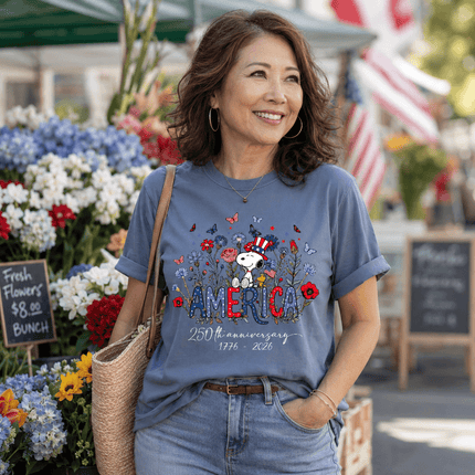 Comfort Colors America 250th Anniversary Floral Uncle Sam Hat Dog T-Shirt