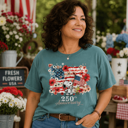 3_70f2dd70-cd83-4700-b71b-22798e026a35 - AuraNations - Comfort Colors 250th Anniversary USA Floral Waving Flag Dog T-Shirt - Blue Jean / S - 250TH ANNIVERSARY, ALL, COMFORT COLORS, NO CUSTOM, PRODUCTS, SNPY, TSHIRT