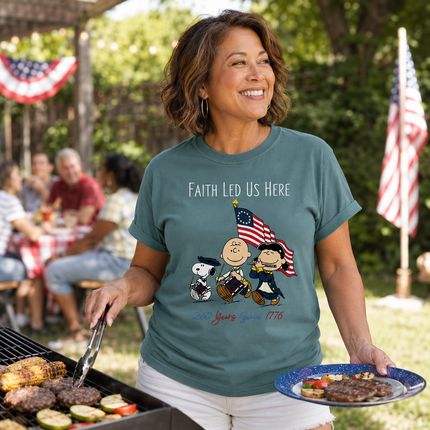 Comfort Colors Faith Led Us Here 250 Years Since 1776 Patriotic Friends T-Shirt