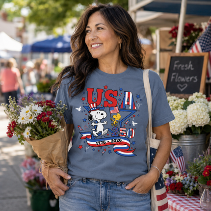Comfort Colors USA 250 Years 1776-2026 Patriotic Star Dog T-Shirt