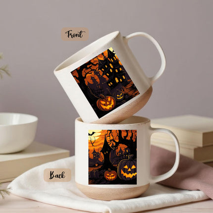 Jack O Lantern Halloween Pottery Mug Haunted House Spooky Decor