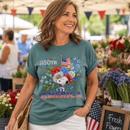 3_8df2cdf4-cb26-4d2b-be78-3dbcf08537f3 - AuraNations - Comfort Colors 250th America Patriotic Sitting Floral Dog T-Shirt - Blue Jean / S - 250TH ANNIVERSARY, ALL, COMFORT COLORS, NO CUSTOM, PRODUCTS, SNPY, TSHIRT