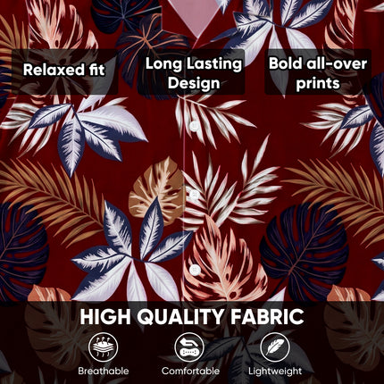 Beach Summer Tropical Red Leaf Print Hawaiian Shirt
