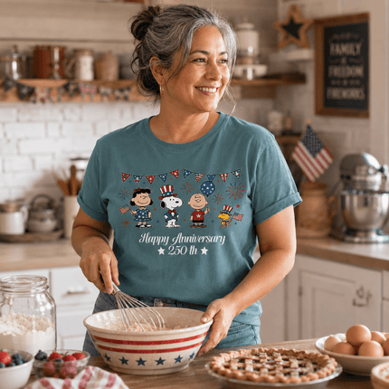 Comfort Colors Happy 250th Anniversary USA Patriotic Bunting Squad T-Shirt