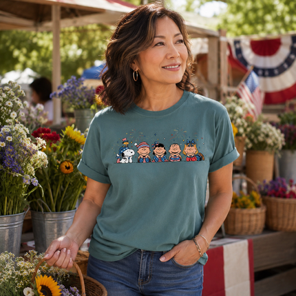 Comfort Colors Fireworks Patriotic Friends Lying Down T-Shirt