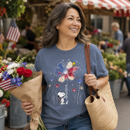 Comfort Colors America Watercolor Flag Floral Faith Freedom Dog T-Shirt
