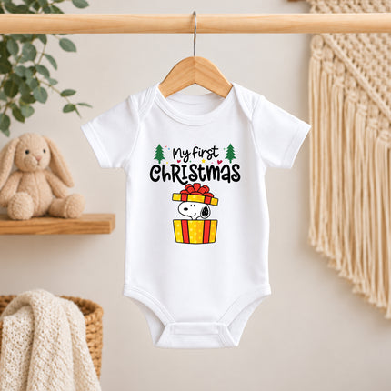 My First Christmas Gift Box Surprise Baby Bodysuit