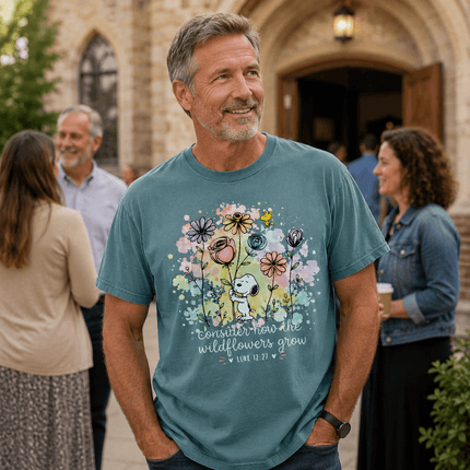 Comfort Colors Consider How the Wildflowers Grow Bible Verse T-Shirt