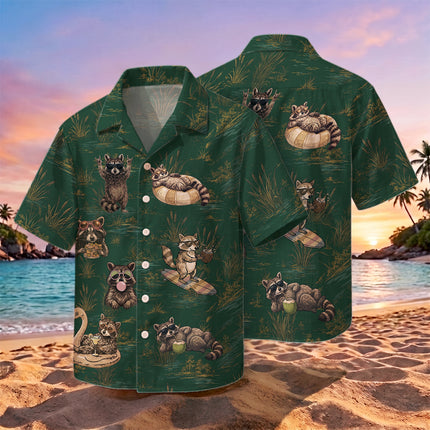 Funny Vacation Raccoon Summer Tropical Hawaiian Shirt