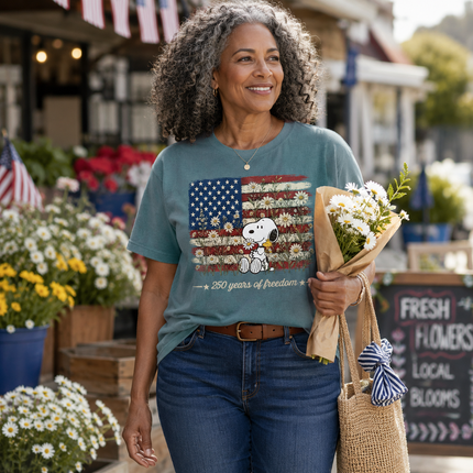 Comfort Colors 250 Years Of Freedom Daisies Patriotic Dog T-Shirt