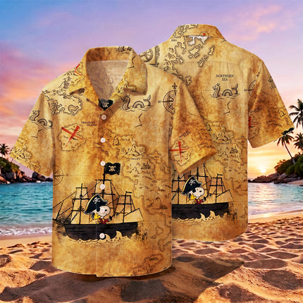 Pirate Treasure Map Adventure Summer Hawaiian Shirt