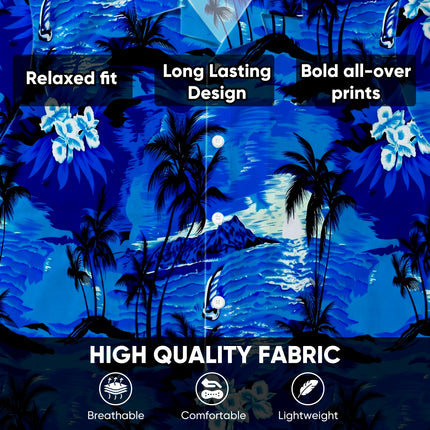 Blue Tropical Island Beach Floral Summer Hawaiian Shirt