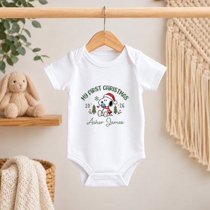 Personalized My First Christmas 2026 Custom Name Baby Bodysuit