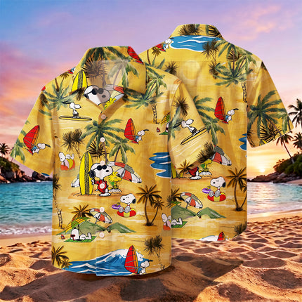 Yellow Tropical Beach Windsurf Summer Hawaiian Shirt