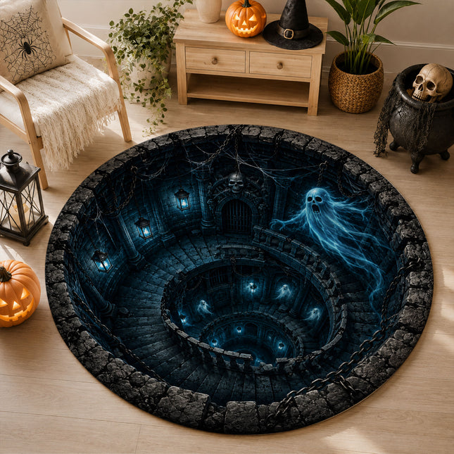 Halloween Round Rug Ghost Spiral Dungeon Doormat