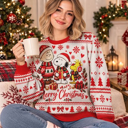 Funny Christmas Cartoon Ugly Sweatshirt Merry Christmas Friends