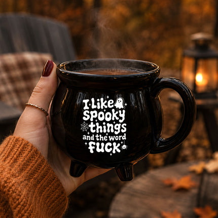 Funny Halloween Cauldron Ceramic Mug Spooky Quote