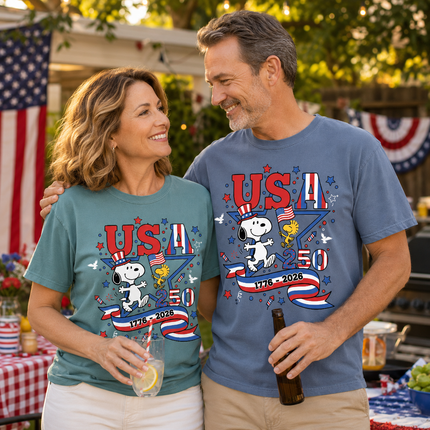 Comfort Colors USA 250 Years 1776-2026 Patriotic Star Dog T-Shirt