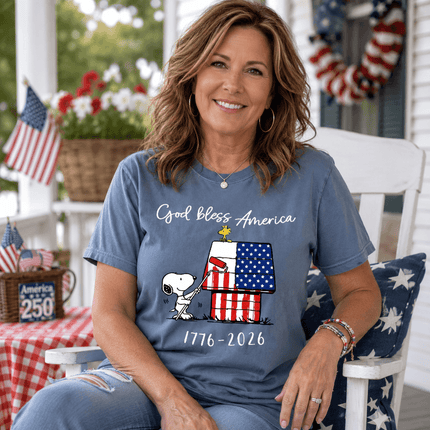 Comfort Colors 250th Anniversary USA God Bless America Flag Painting Dog T-Shirt