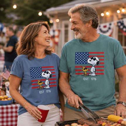 Comfort Colors EST 1776 250th Anniversary USA Sunglasses Dog Flag T-Shirt