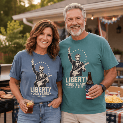 Comfort Colors Liberty 250 Years Rocking Abraham Lincoln Guitar T-Shirt