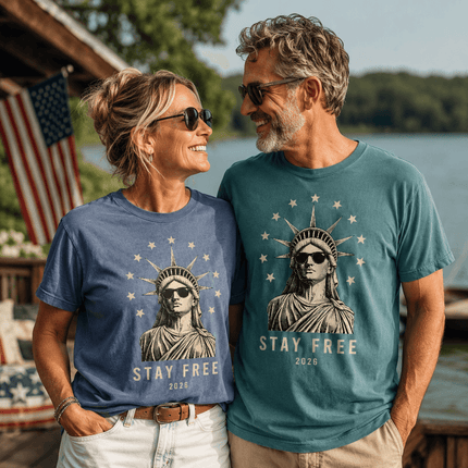 Comfort Colors Stay Free 2026 250th Anniversary USA Sunglasses Statue T-Shirt