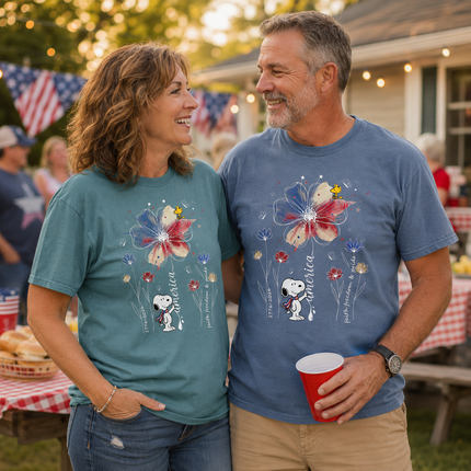 Comfort Colors America Watercolor Flag Floral Faith Freedom Dog T-Shirt