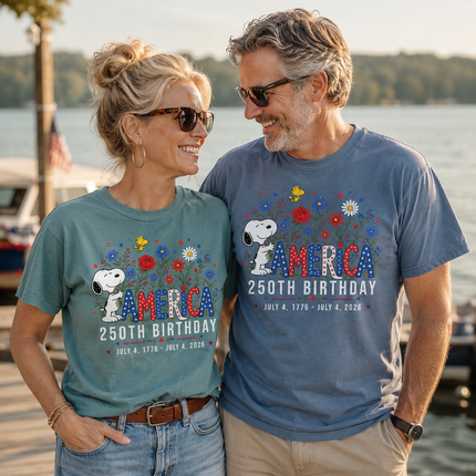 Comfort Colors America 250th Birthday Floral Hugging Dog T-Shirt