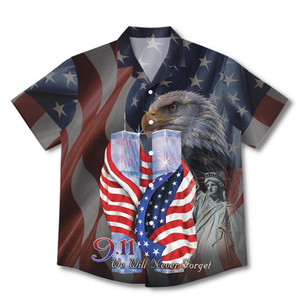 25th Patriot Day 9/11 Never Forget American Flag Tribute Hawaiian Shirt