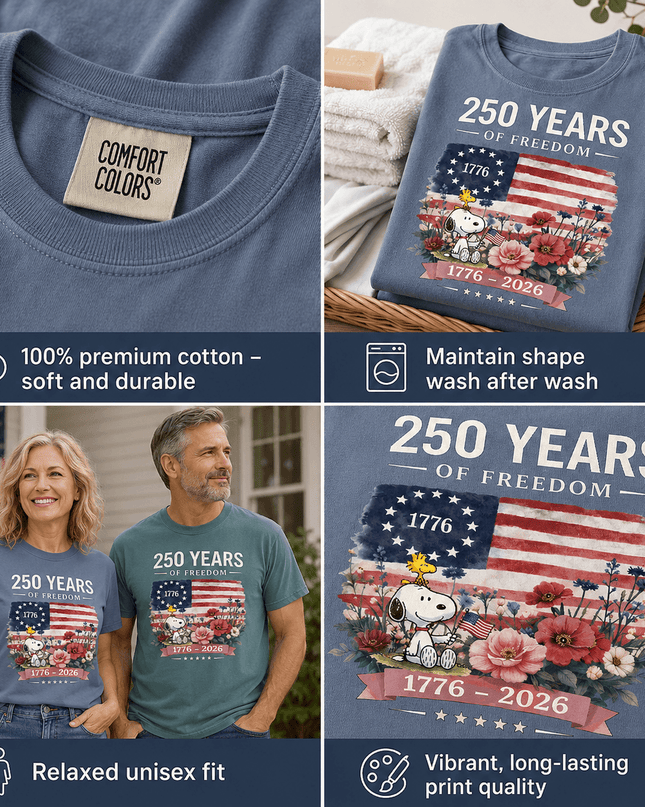 4_3b3ac1de-42bd-4c75-9e30-4141e42afff3 - AuraNations - Comfort Colors 250 Years Of Freedom 1776-2026 Patriotic Floral Dog T-Shirt - Blue Jean / S - 250TH ANNIVERSARY, ALL, COMFORT COLORS, NO CUSTOM, PRODUCTS, SNPY, TSHIRT