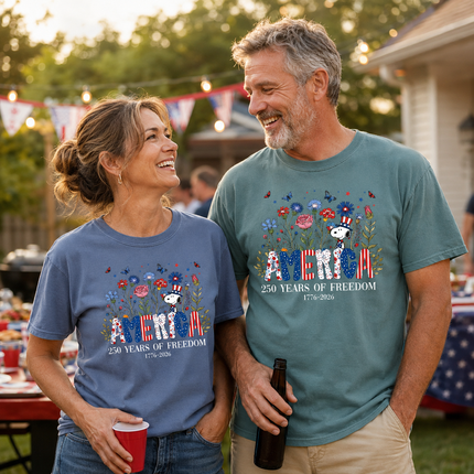 Comfort Colors America 250 Years Of Freedom Wildflowers Patriotic Dog T-Shirt