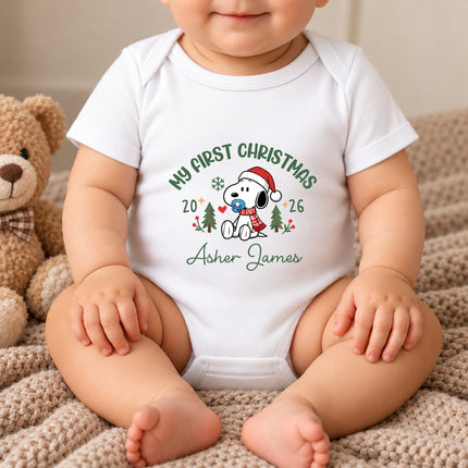 Personalized My First Christmas 2026 Custom Name Baby Bodysuit