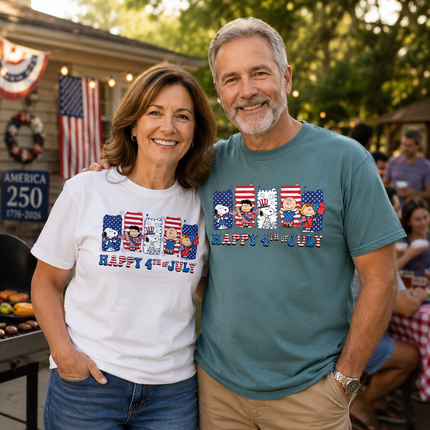 Comfort Colors Happy 4th Of July Red White Blue Stripes Panels T-Shirt