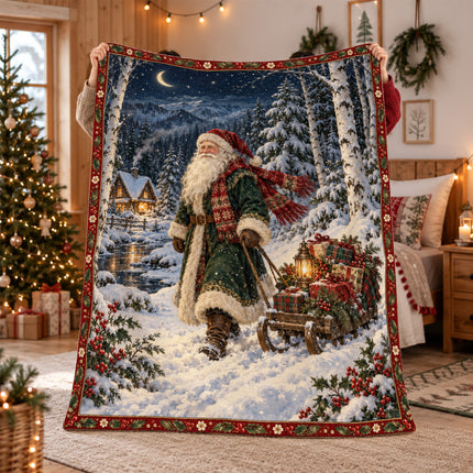 Santa Claus Fleece Blanket Winter Christmas Decor