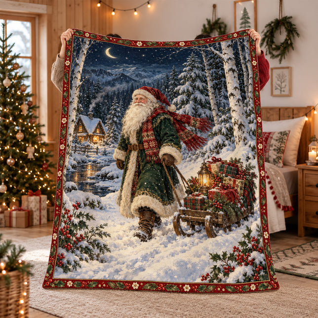 Santa Claus Fleece Blanket Winter Christmas Decor
