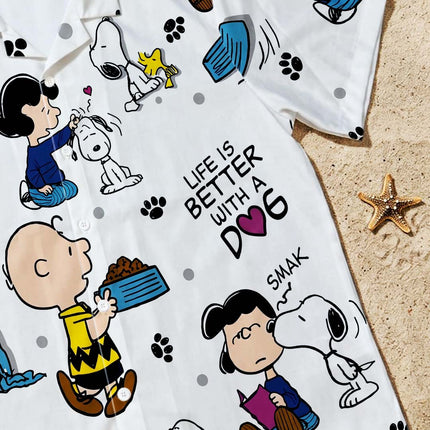 Dog Lover Friendship Paw Print Summer Hawaiian Shirt HW_SNPY37-SL02-DS04