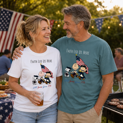 Comfort Colors Faith Led Us Here 250 Years Since 1776 Patriotic Friends T-Shirt