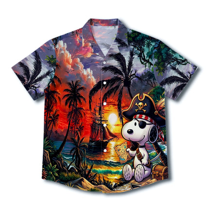 Pirate Treasure Tropical Beach Sunset Hawaiian Shirt